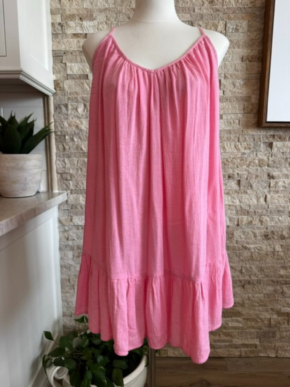 Billabong The Beach Vibes Pink Sleeveless Women Cover Up Dress Size Large NWOT